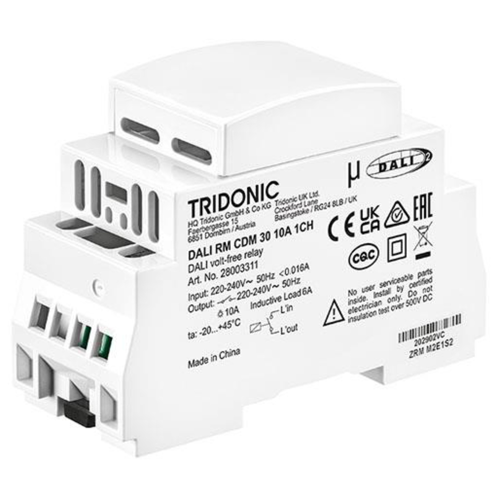 28003311  Tridonic,DALI RM CDM 30 10A 1CH  - DALI-2 Single channel relay , Made In PRC, 5yrs Warranty
